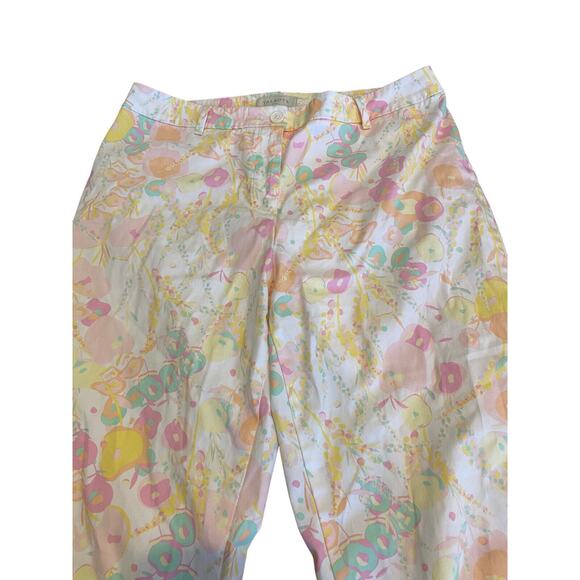 Talbots Pants Crop Ankle Capris Large Pastel Art Watercolor Floral 10 32 - Picture 2 of 4